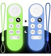 2PC Cover-Case-for-Chromecast-Google-TV-Remote, Glow-in-The-Dark Silicone Sleeve Skin for Google ...