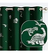 JINCHAN Dinosaur Curtains for Kids Room Silver Foil Print Thermal Insulated Curtains for Nursery ...