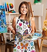 Britimes Apron Home Kitchen Cooking Baking Gardening for Women Men With Pockets Floral Colorful B...