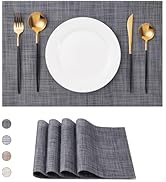 CADONO Placemats Set of 4 Washable Indoor/Outdoor Vinyl Place Mats for Dining Table Durable Non-S...