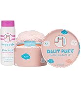 Megababe Sweat Absorbing 2-Piece Bundle - Body Dust Powder 6 oz &amp; Dust Puff | Sweat-Absorbing, Ta...