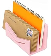 Beego Envelope and Mail Organizer Countertop - 2 Compartments Pink Acrylic Desk Organizer Letter ...