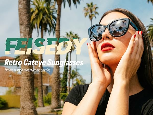 FEISEDY American Square Jackie O Cat Eye Design