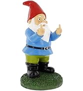 Gnometastic Middle Finger Gnome Statue, Large 12.5" Tall - Original Double Bird Garden Gnome Stat...