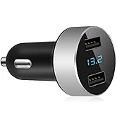Dual USB Car Charger,4.8A Output,Cigarette Lighter Voltage Meter Compatible with Apple iPhone,iPa...