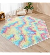 Monobeach Pink Kids Rug for Nursery Children Room Decor Ultra Soft Hexagon Carpet for Princess Te...