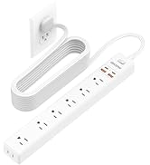 15 Ft Power Strip Surge Protector - 7 Outlets 4 USB Ports (2 USB C), Ultra Thin Flat Extension Co...