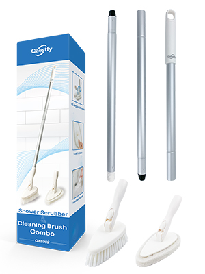 detachable aluminum long handle wand 3 poles and 2 brushes head combo in a nice packaging box gift