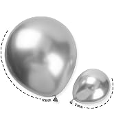 PartyWoo Metallic Silver Balloons, 80 pcs Silver Balloons Different Sizes Pack of 5 Inch and 12 I...
