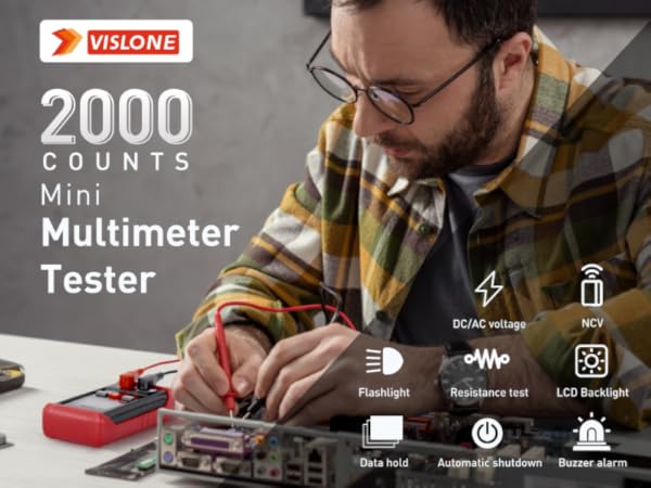 2000 Counts Mini Multimeter Tester