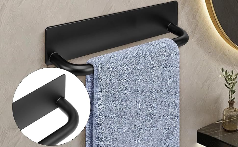 peel and stick towel holder, adhesive towel rack, stick on towel holder, stick on towel bar