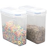 Basicwise Large BPA-Free Plastic Food Cereal Containers, Airtight Spout Lid Set of 2