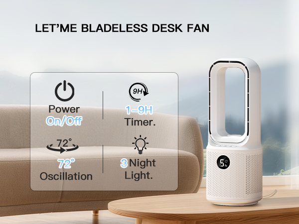 Desk fan – all functions
