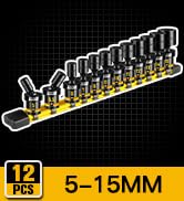 BOEN 12-Piece 1/4" Drive Metric Impact Swivel Socket Set (5-15mm), 6-Point Shallow Wobble Sockets...