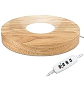 FuoiCorn Wood LED Light Stand - Crystal Display Base for Glass Art/Acrylic, 3 Light Modes with 10...