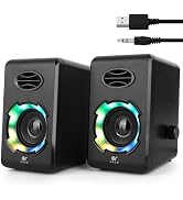 OROW Computer Speakers,USB Powered Desktop Speakers with 6 Lights Modes,Bluetooth 5.0&amp;3.5mm AUX S...