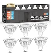 Aovpex MR16 LED Bulbs, AC/DC 12V, 5000K Daylight White, 5W Equal to 50W, GU5.3 Bi-Pin Base, 40 De...