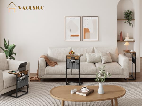 c table adjustable height side table c shaped end table for couch