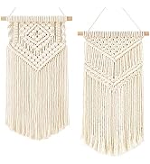 Dahey 2 Pcs Macrame Wall Hanging Small Woven Tapestry Wall Art Decor - Beautiful for Boho Home De...