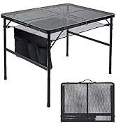 JOUYEK Folding Grill Table, 3x2 FT Portable Camping Table, Height Adjustable Metal Tables with Me...