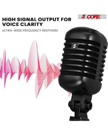 5 CORE Retro Dynamic Classic Vocal Microphone Old Vintage Style Cardioid Unidirectional Wired Mic wi...