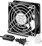Wderair EC 80mm x 25mm 110V 120V 220V 240V Muffin Fan Dual Ball with AC Wall Plug for Small Elect...