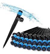 Bonviee 20-Pack Drip Irrigation Emitters, 1/4" Push-to-Connect Irrigation Stakes – Adjustable 360...
