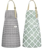 NLUS 2 Pack Waterproof Kitchen Cooking Aprons, Adjustable Bib Chef Apron with 2 Pockets for Men W...