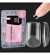 Beetles Short Square Gel Nail Tips 12 Sizes 288 PCS Half Matte Full Cover False Nails Clear Acryl...