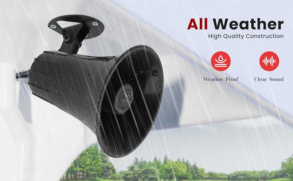 Pyle All-Weather Mono Trumpet Horn Speaker - 5” Portable PA Speaker with 8 Ohms;