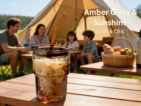 glass cups with straw and lid