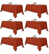 Fitable 6 Pack Rust 70 x 120 Inch Rectangle Tablecloth - Stain Resistant and Washable Table Cover...