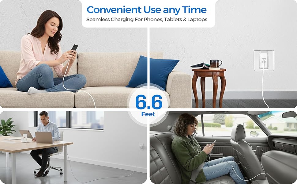 6.6 ft long cable for convenient use anytime