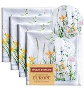 Maison d' Hermine Cloth Napkins Set of 4 100% Cotton Everyday Reusable Square Napkins Cloth Washa...
