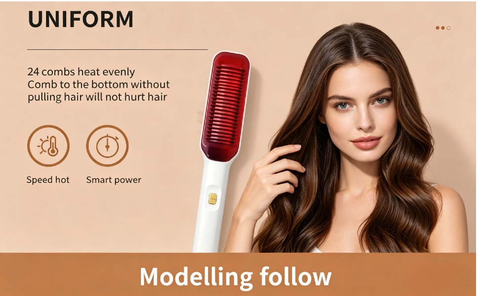 negative ion hair straightener styling comb