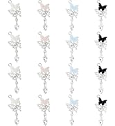 DICOSMETIC 16Pcs 4 Colors Butterfly Charm Bulk Alloy Resin Dangle Charms Glitter Animal Pendant F...