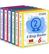 3 Ring Binder 2 Inch, PANDRI 6 Pack 2-Inch Binder Fits Letter Size 8.5'' x 11'' Paper, Versatile ...