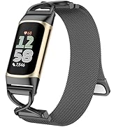 JKD X-Shape Metal Band Compatible with Fitbit Charge 6/ Charge 5 Bands for Women Men, Soft Stainl...
