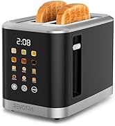 2 Slice Toaster Stainless Steel with LED Display, Extra Wide Slots, 6 Shade Settings, Defrost/Reh...