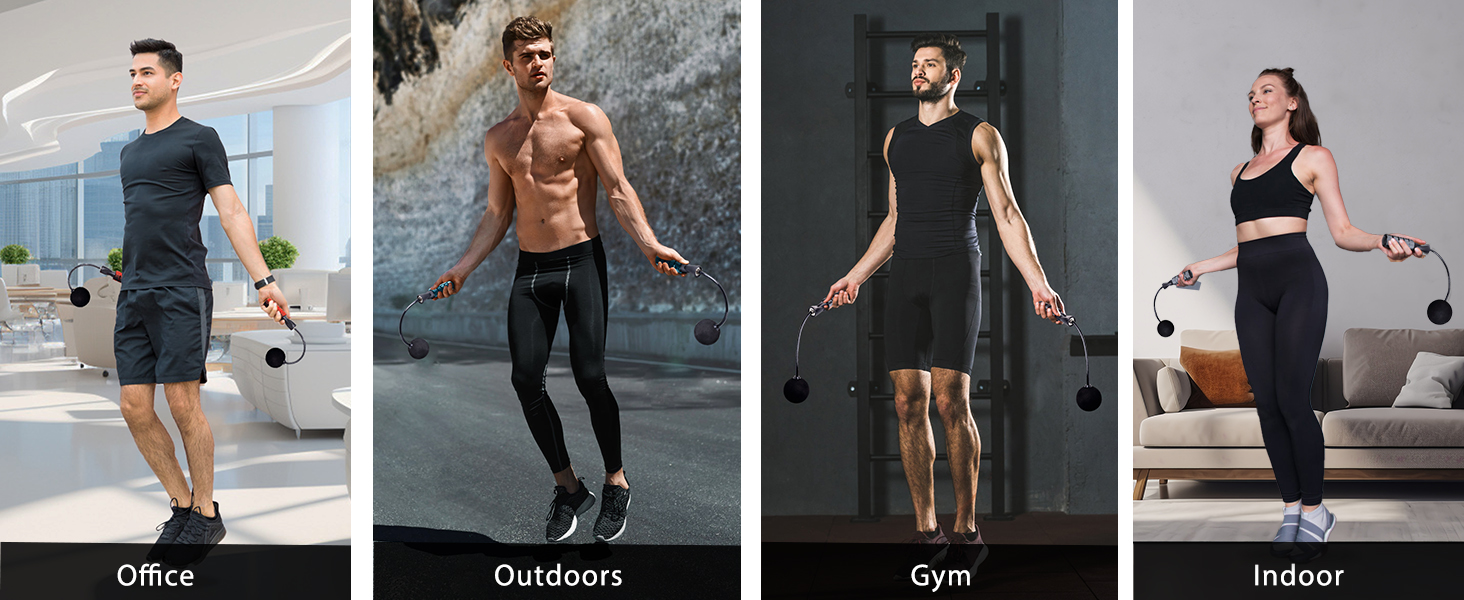 Weighted Jump Rope for Fitness Ropeless Bod Rope High Speed Skipping Rope Cordless Jumping Rope