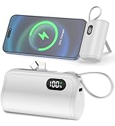 WIXLI Mini Power Bank Portable Charger with Portable Connector, USB-C Compact Battery Pack Travel...