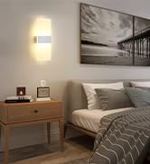 Lightess Modern Wall Sconces Dimmable 12W, LED Wall Lights Silver Up Down Wall Lamp for Bedrooms ...