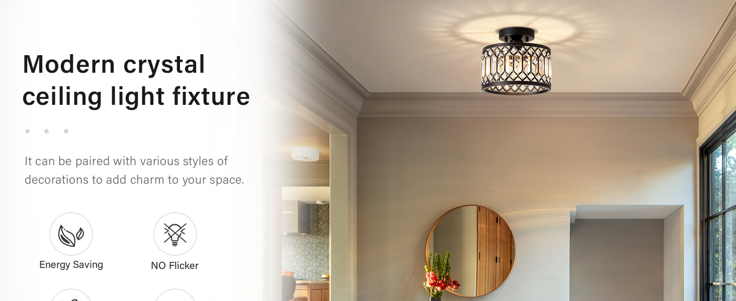 Crystal Black Ceiling Light