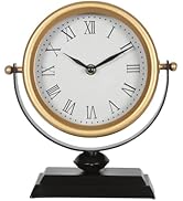 QIYAODECO Desk Clock - Classic Vintage Clock and Decorative Shelf Decor,Silent Non-Ticking Clock ...