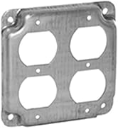 Hubbell-Raco 907C 2 Duplex Receptacles 4-Inch Square Exposed Work Cover, Gray