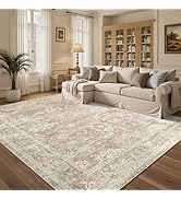 Madane 5x7 Area Rugs for Living Room, Washable Vintage Area Rug with Non Slip Backing, Soft Flora...