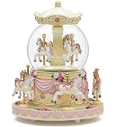Carousel Snow Globe Music Box with Color Light, Horse Musical, for Christmas Valentine Birthday A...