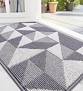 OLANLY Door Mat Indoor Entrance Washable 32x20, Odor-Free Low-Profile Front Back Geometric Door M...