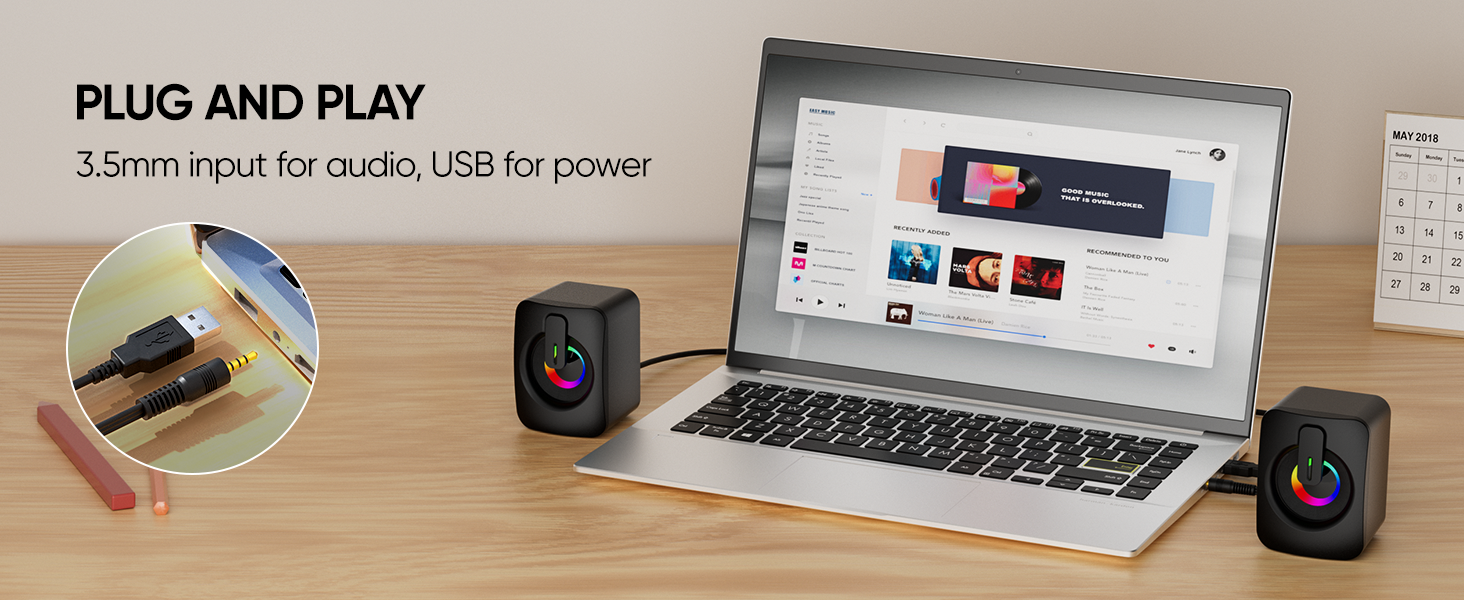 2.0 stereo computer speakers