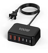USB C Charger Block, 100W GaN 6 Port PD USB C and QC USB A Wall Charger Adapter Plug Cube, Super ...